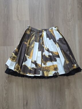 Art To Wear Abstract Pleated A-line Mini Skirt 42 Made In Italy Quiet Luxury
